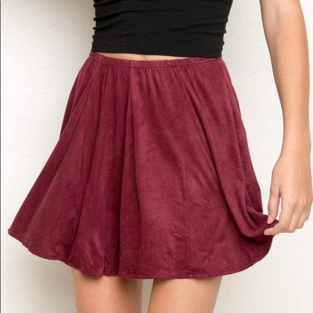 Brandy Melville Riana Burgundy Suede Skirt